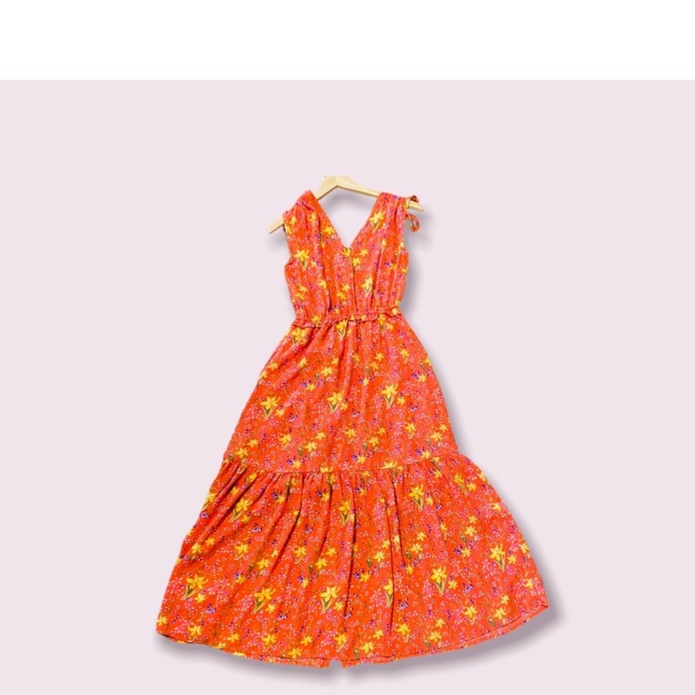 GAP Coral Floral Midi Dress with Yellow Accents - Picture 5 of 8